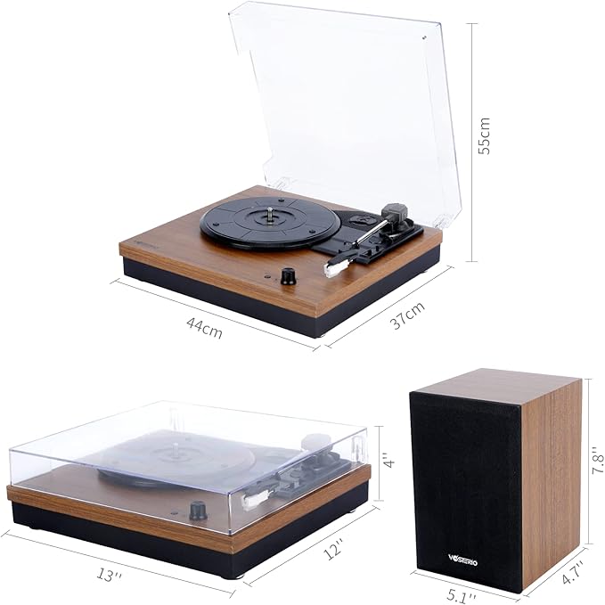 Bluetooth Record Player, 3-Speed Belt-Driven Turntable - Image 2
