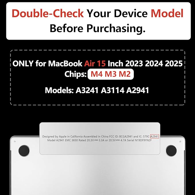 TWOLSKOO Compatible with M4 MacBook Air 15 inch Case 2025-2023 Released Model - Image 2
