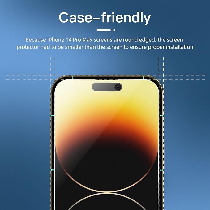 NEW'C 3 Pack Privacy for iPhone 14 Pro Max Screen Protector, Enhanced 28-Degree - Image 3