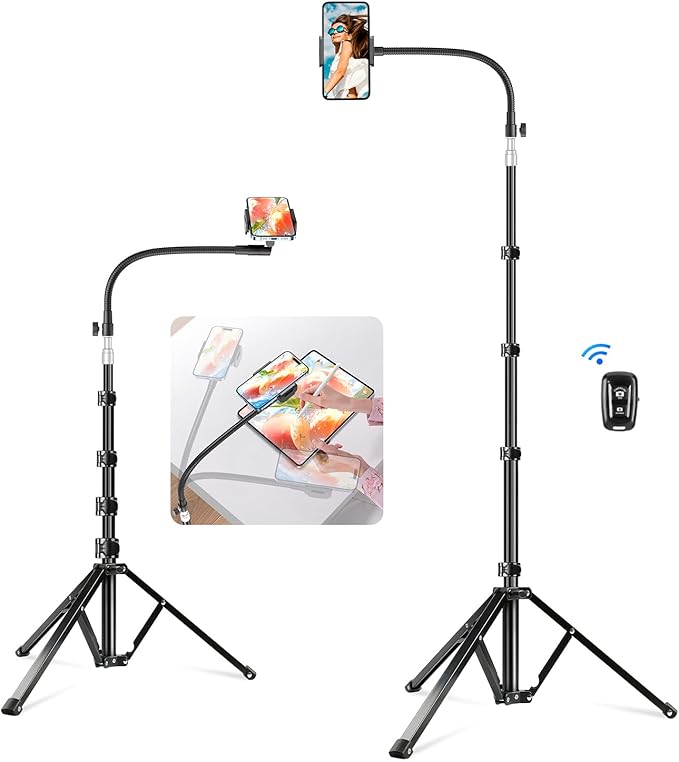 elitehood 80” Tall Phone Stand Tripod, Floor Phone Recording Stand, Heavy Duty by Builtyourelitelive