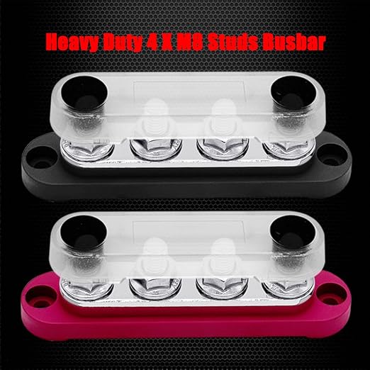 4 x M8 Studs Power Distribution Block Bus Bar 12V, Ampper 4.3" 200A Marine - Image 4