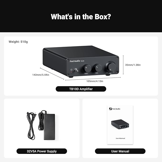 Fosi Audio TB10D 2 Channel Stereo Amplifier, Class D Mini Power Integrated - Image 9