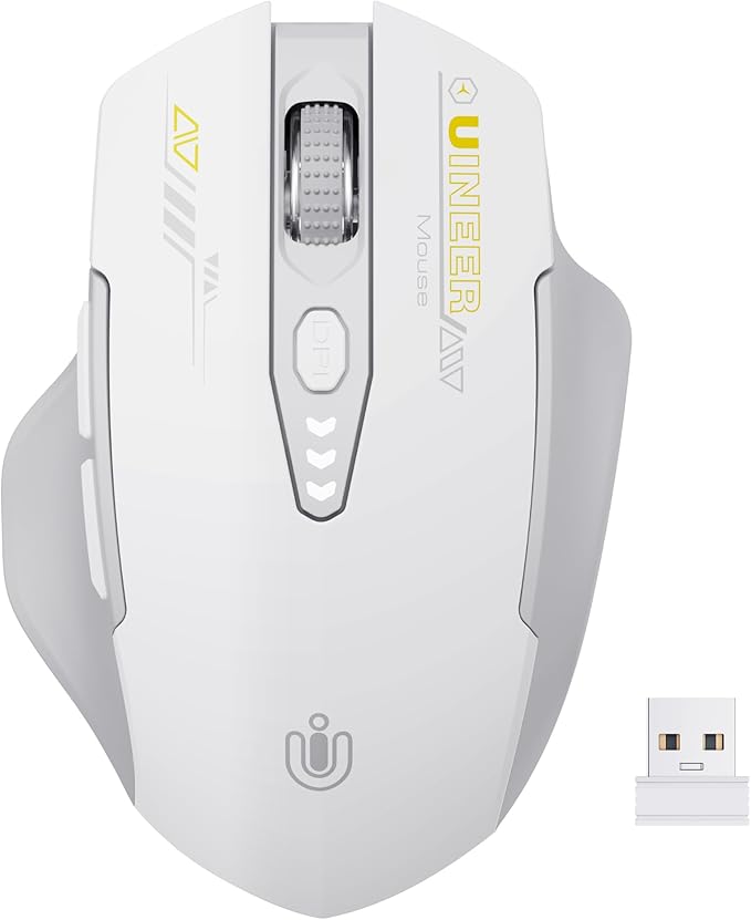 Wireless Mouse, Rechargeable 2.4GHz Ergonomic Computer Mouse, 4 Levels DPI by UINEER