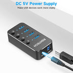 USB 3.0 Hub RSHTECH 4 Port Powered USB 3.0/USB C Hub Upgraded Version - Image 6
