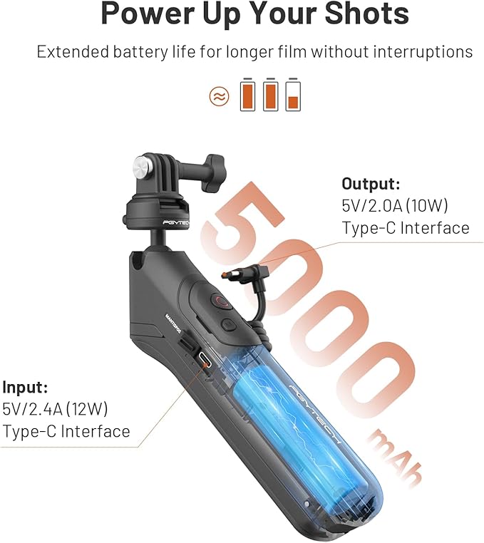 PGYTECH CapLock MantisPod Power, 5000mAh Battery Grip Handle Mount - Image 2