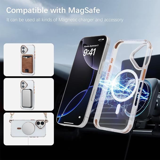for iPhone 16 Case with 62.99 inch Lanyard, Classic Clear&Brown Magnetic Phone - Image 2
