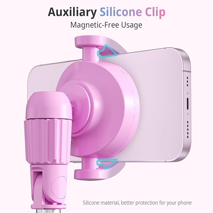 UBeesize Pink 62'' Magnetic Selfie Stick & Phone Tripod - Image 4