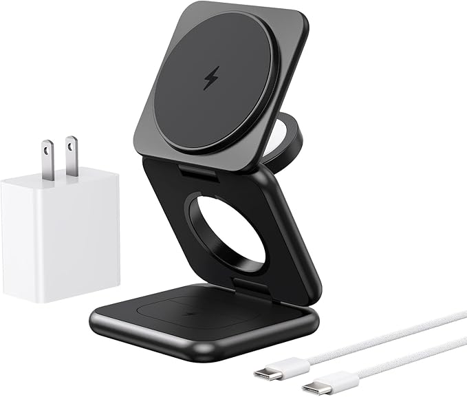 3 in 1 Charging Station for Apple Multiple Devices, Zinc Alloy Foldable Travel by Alilong