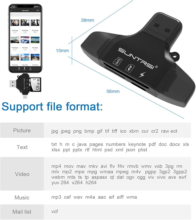 4 in 1 SD Card Reader for iPhone ipad Android Mac PC Camera, Micro SD Card - Image 8