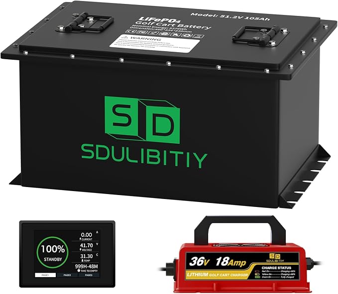 48V 105Ah LiFePO4 Lithium Golf Cart Battery, Built-in Smart 200A BMS, by SDULIBITILYlitiumbattery