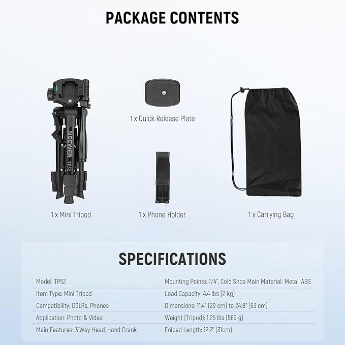NEEWER Entry Level Version Mini Desk Phone Tripod Compatible - Image 8