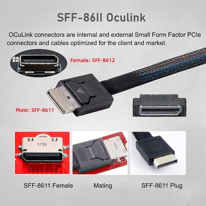 CY External Oculink SFF-8612 SFF-8611 to M.2 NGFF M-Key to NVME PCIe SSD 2280 - Image 2