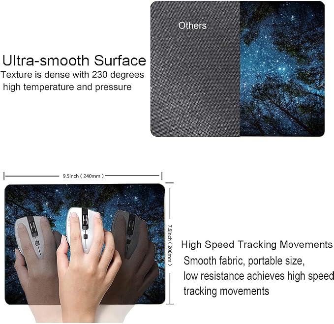 Mouse Pad, Forest Mouse Pad, Square Waterproof Mouse Pad Non-Slip Rubber Base - Image 3