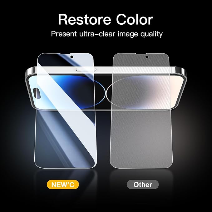 NEW'C 3 Pack Privacy for iPhone 14 Pro Screen Protector, Anti-Spy Tempered - Image 7