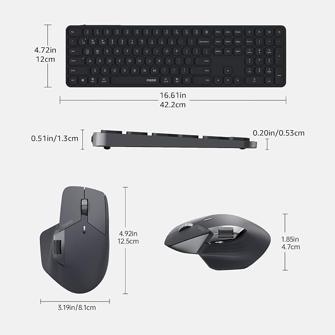 Rapoo 9560M Wireless Keyboard and Mouse Combo, Blade-Series E9550L 110-Key - Image 9