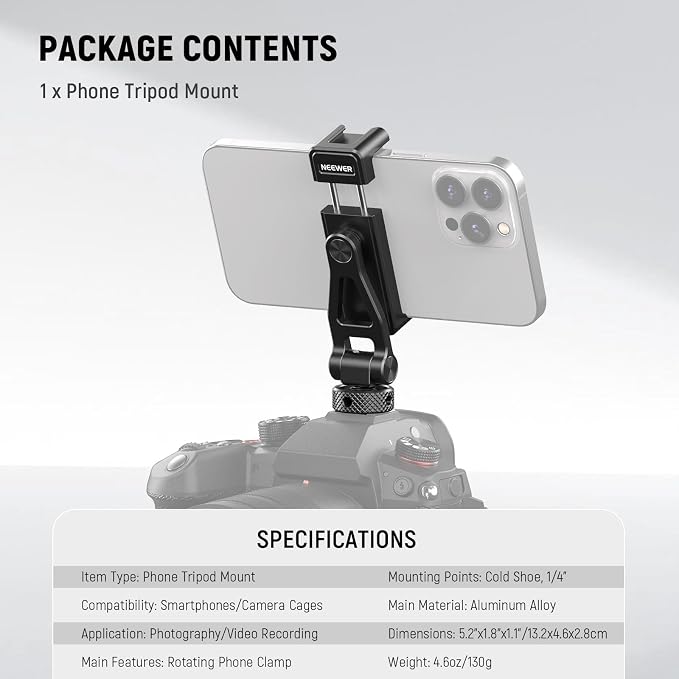 Neewer Metal Phone Tripod Mount - Image 6