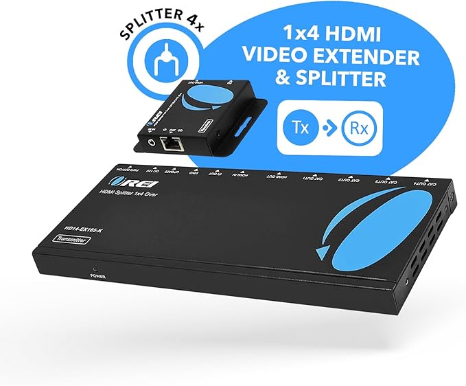OREI 4K 1x4 HDMI Extender Splitter Over CAT6/7 Ethernet Cable Up to 4K@30Hz - Image 3