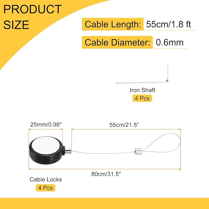 MECCANIXITY 1.8 ft Retractable Cable Lock - Image 2