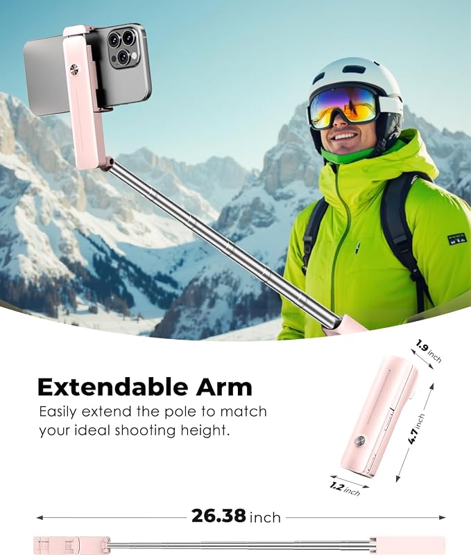 Viozon Portable Selfie Stick, Lightweight Extendable Stainless Steel Tube - Image 3