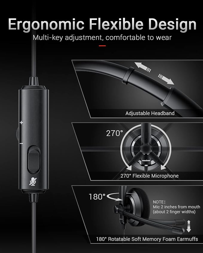 Wired Headset with Microphone for PC Laptop - Image 3