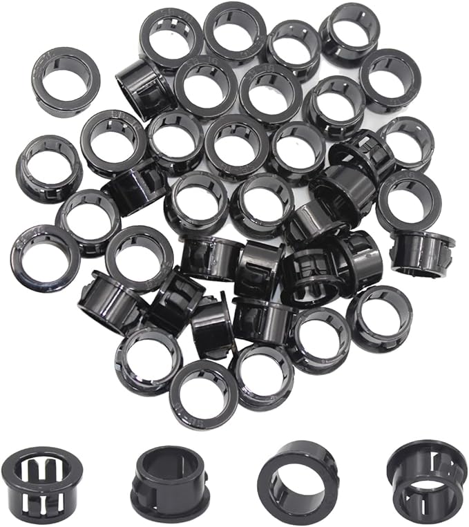 5/8" Black Snap-in Knockout Insulating Bushing Grommets, Plastic Cable Hole by EASYEAH