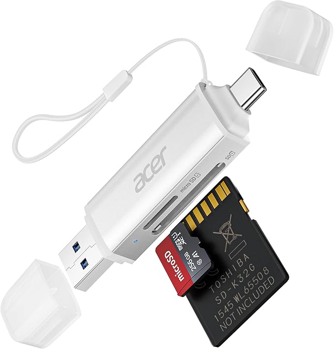 acer SD Card Reader USB C, Dual Slots USB 3.0 Type C to Micro SD Card Adapter by Acer