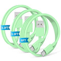 3-Pack Green USB A to USB C Cable，USB to USB C Car Carplay Cable by JERMASAL