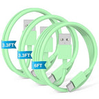 3-Pack Green USB A to USB C Cable，USB to USB C Car Carplay Cable by JERMASAL