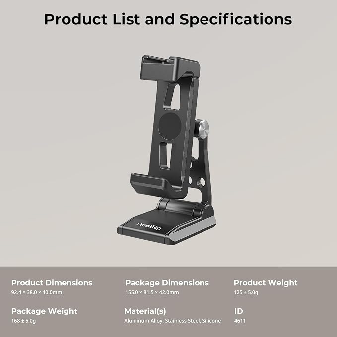 SMALLRIG Metal Phone Tripod Mount, Cell Phone Mount - Image 8