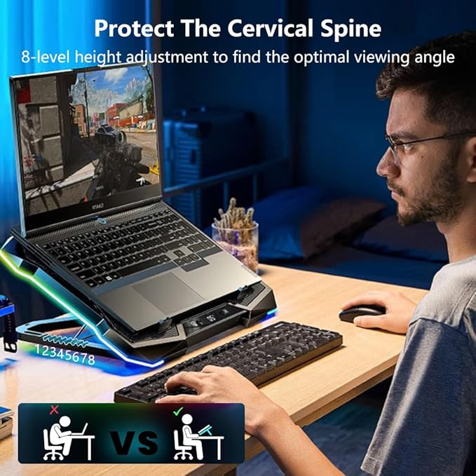 G-STORY Gaming Laptop Cooling Pad, RGB Lights Laptop Cooler - Image 7