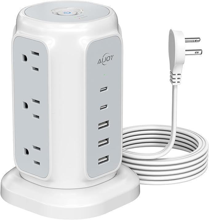 AiJoy Flat Plug Power Strip Tower by AiJoy