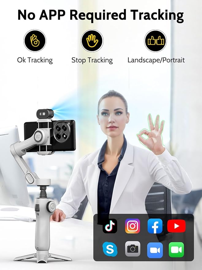 Gimbal Stabilizer for Video Recording, Smartphone 3-Axis Smartphone Gimbal - Image 3