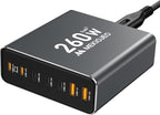 Aluminum Alloy 260W USB C Charger GaN Fast USB C Charging Station 7 Ports 65W - Image 7