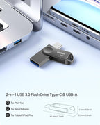 64GB USB C Flash Drive, Dual Drive USB 3.0 and Type C Thumb Drive Up to 110MB/s - Image 2