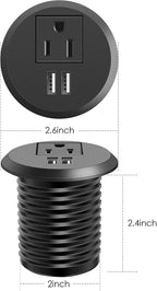 Jgstkcity Desktop Power Grommet, 2 inch, 1 AC Outlet and 2 USB Ports, 6.56ft - Image 6