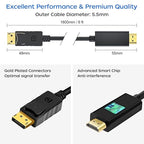 4K Displayport to HDMI Cable 6 Feet 2-Pack, Display Port to HDMI Adapter Male - Image 5