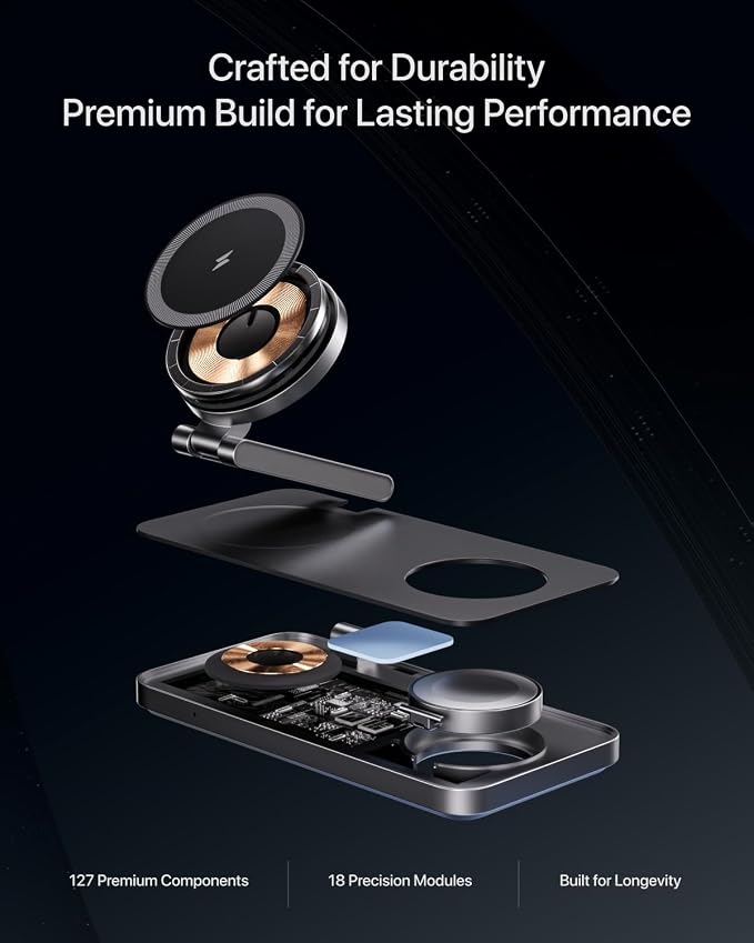 Intoval 3-in-1 Foldable Wireless Charging Station, Qi2 Certified 15W Ultra Fast - Image 3