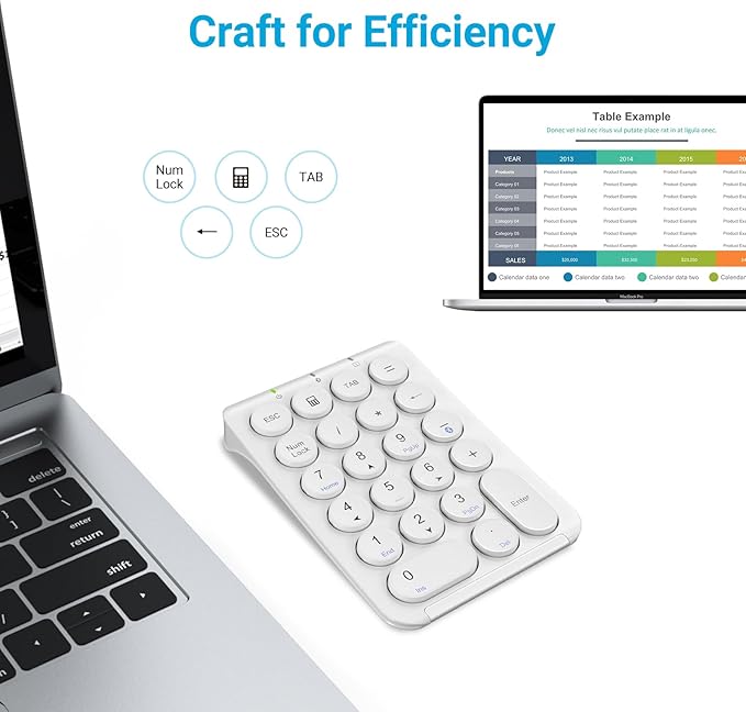 iClever Number Pad, KP08 Bluetooth Number Pad, Ultra Slim and Lightweight - Image 9