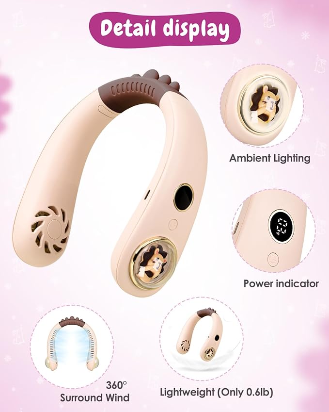 Neck Fan for Kids, Bladeless Portable Fan Rechargeable for 4-14Y Girls & Boys - Image 5