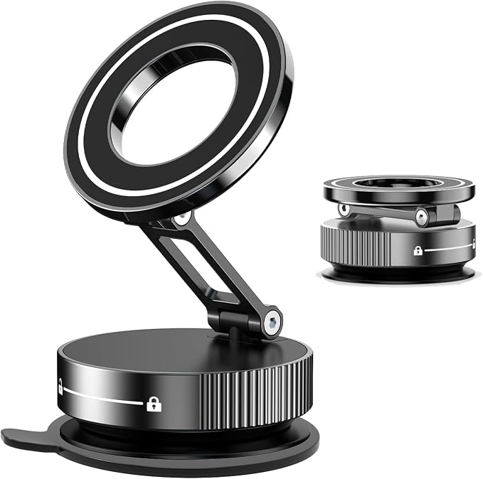 360° Vacuum Suction Cup Magnetic Car Phone Holder, Foldable Portable Magnetic by Unknown