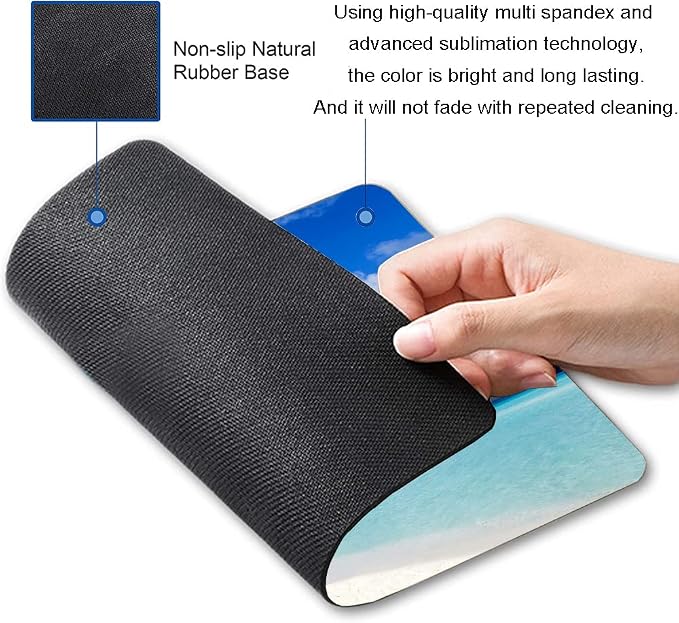 Mouse Pad, Beach Design Mouse Pad, Washable Square Cloth Mousepad - Image 2