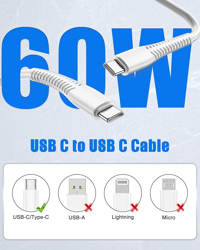 4Pack USB C to USB C Cable for iPhone 17/Air/16/15 Pro Max, Type C 60W Fast - Image 3