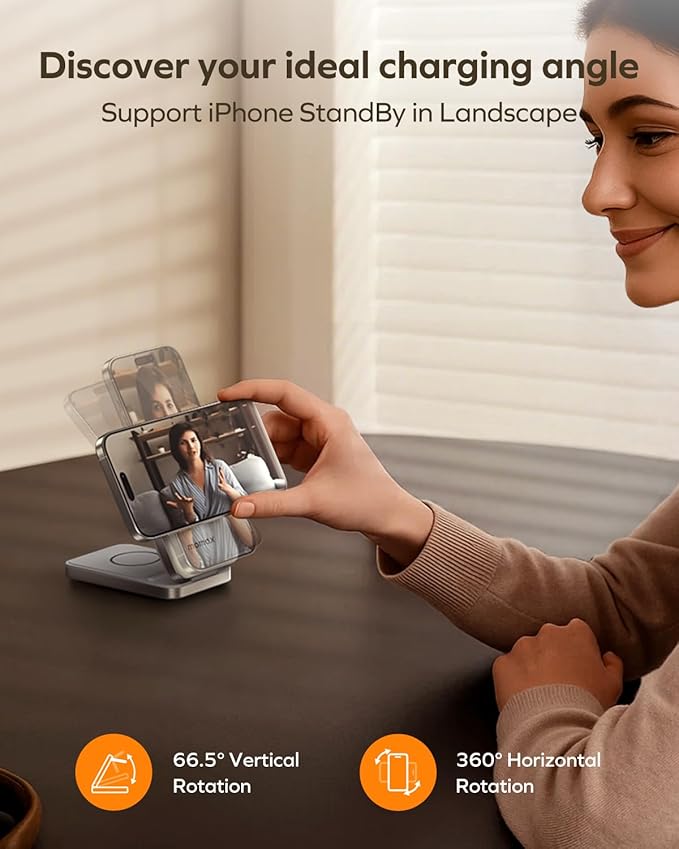 MOMAX 3-in-1 iPhone 16 Charging Station, MagSafe-Compatible Wireless Charger - Image 5