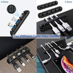OCYCLONE Cell Phone Stand + 2 PCS Cable Organizer, Angle Height Adjustable - Image 3