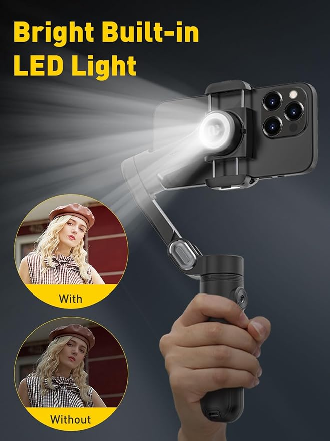 3-Axis Gimbal Stabilizer for iPhone 15/14/13 Pro Max Android, Foldable - Image 2