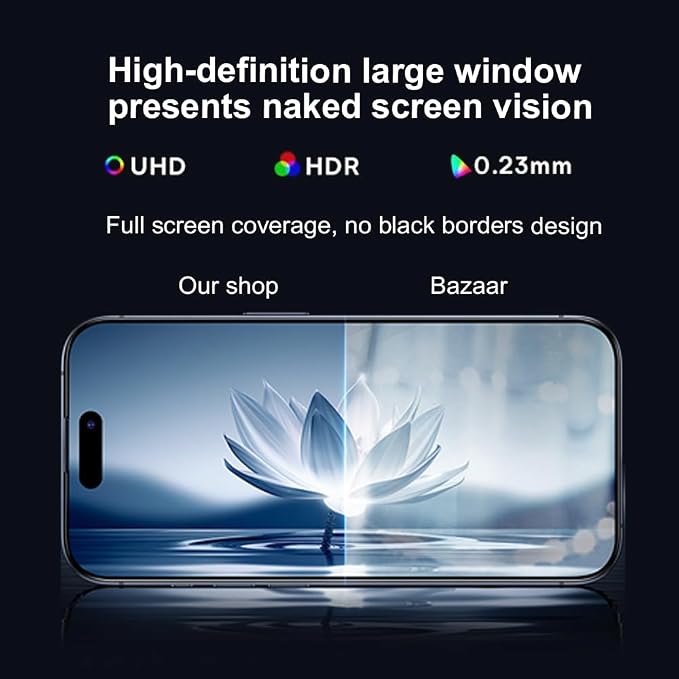 OneFish Screen Protector for Iphone 16 Pro, HD Clarity Tempered Glass Film 9H+ - Image 3