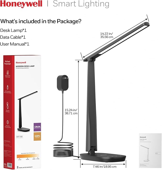Honeywell Desk Lamp for Home Office, Dimmable LED Desk Light - Image 7