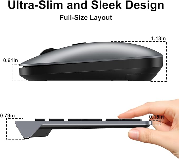 Wireless Keyboard and Mouse Combo, Ultra Slim Design Full Size Keyboard and 3 - Image 3