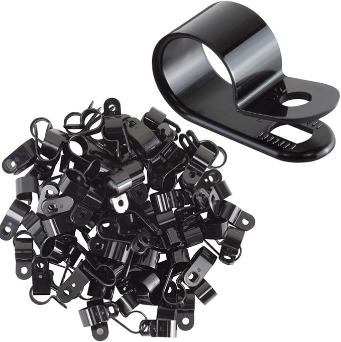 GTSE Black Nylon Plastic Cable Clamps, 1/2" Screw Mounts - Image 2