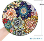 Round Mouse Pad, Boho Floral Mouse Pad, Washable Round Mousepad - Image 2